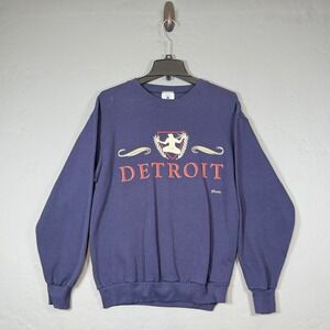 Vintage Delta Detroit Spirit of Detroit Sweatshirt Large Blue Made in USA